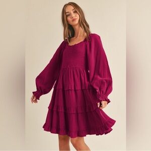 Vici Magenta Tiered Dress